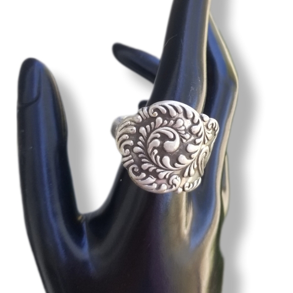 SILVERPLATED ANTIQUE ROCKFORD SILVER COMPANY ART NOUVEAU SPOON RING SIZE 13 - Picture 2 of 7